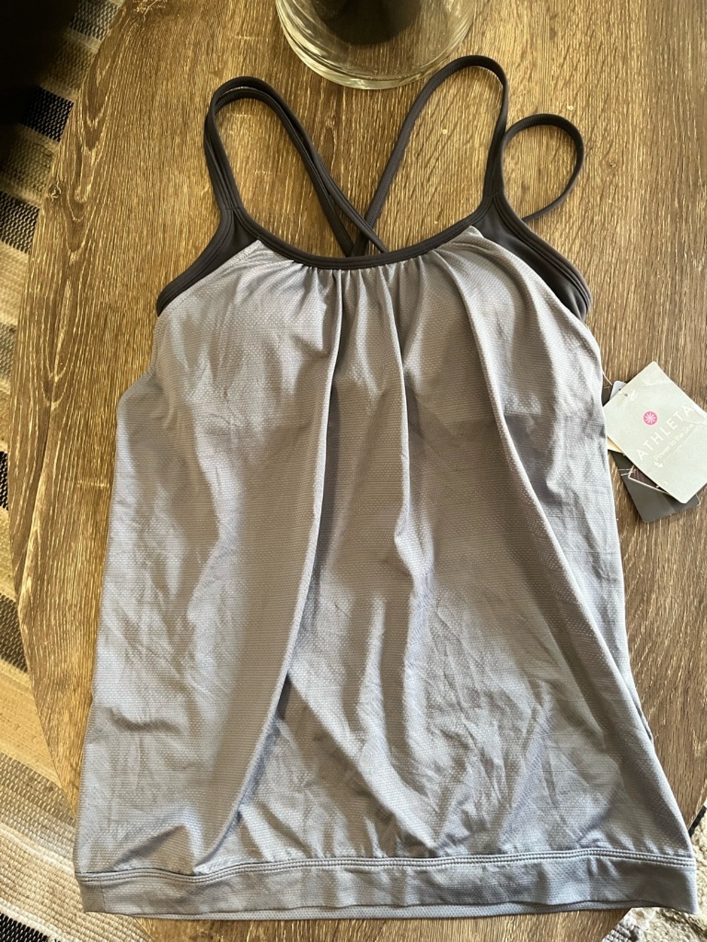 Athleta Dusk & Navy Blue Stripe Mesh Hidden Agenda Racerback Tank Size XS NWT
